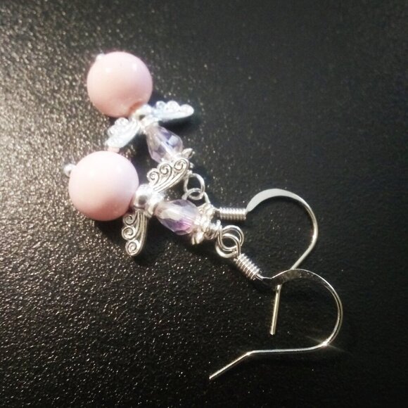 Cute Guardian Angel Earrings! Pink Angels Wings! Playful Blessings for any Age! - Picture 7 of 9